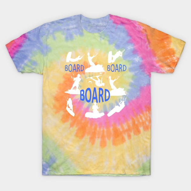 Board Board Board Kiteboard Humor White Silhouette T-Shirt by taiche